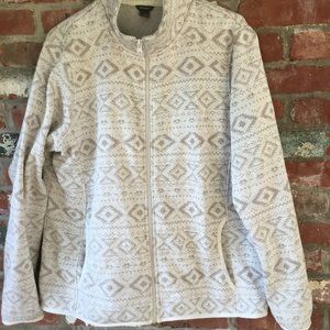 Eddie Bauer Cream Full Zip Fleece Jacket 2XL